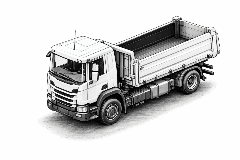 Transporte Grixa - 2-Achs-Seitenkipper LKW als Zeichnung