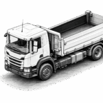 Transporte Grixa - 2-Achs-Seitenkipper LKW als Zeichnung