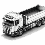 Transporte Grixa - 3-Achs-Seitenkipper-LKW als Zeichnung