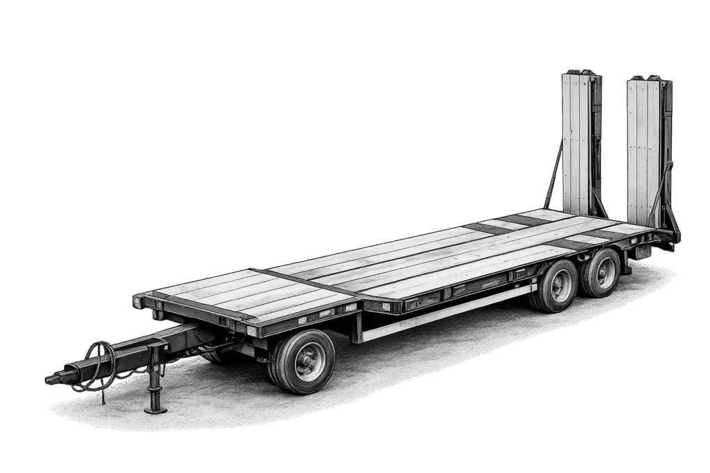 Transporte Grixa - LKW Tiefladeanhänger als Zeichnung